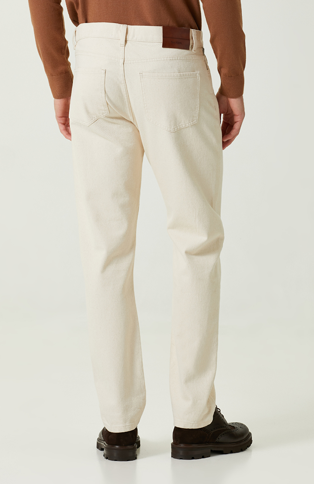 Düz Paça Pamuklu Naturel Pantolon