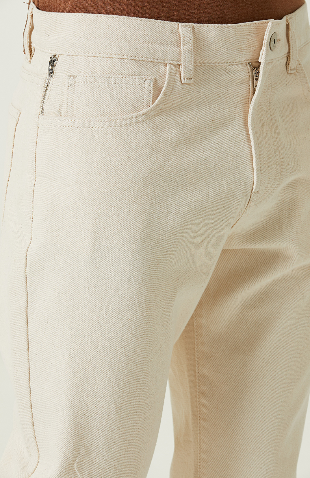 Düz Paça Pamuklu Naturel Pantolon