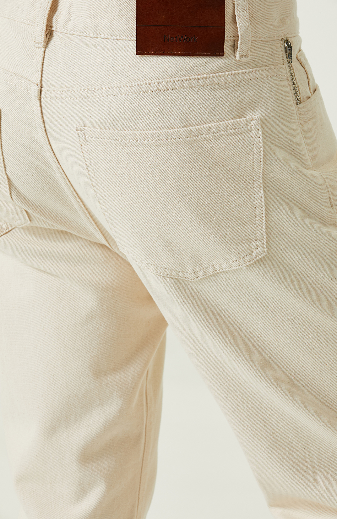 Düz Paça Pamuklu Naturel Pantolon