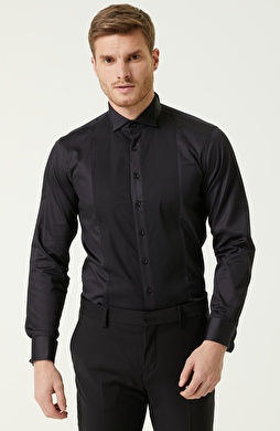 Slim Fit Siyah Smokin Gömleği