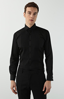 Slim Fit Siyah Smokin Gömleği