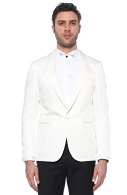 Ekru Jakarlı Şal Yaka Smokin Ceketi