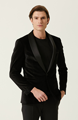 Siyah Saten Garnili Ceket