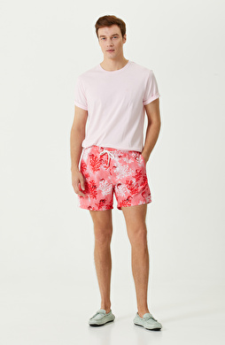 Kırmızı Mercan Desenli Şort Mayo