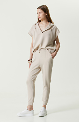 Bej Rengi Lastikli Eşofman