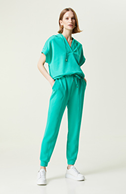 Yeşil Bel Kordon Detaylı Basic Fit Eşofman Altı