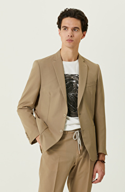 Camel Gofre Blazer Ceket