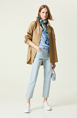 İndigo Mavi Dar Paça Denim Pantolon