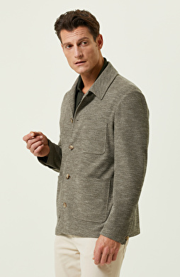 Camel Jakarlı Blazer Ceket