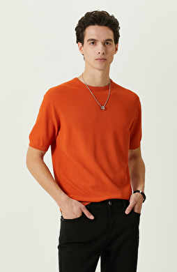 Turuncu Kısa Kollu Triko Kazak