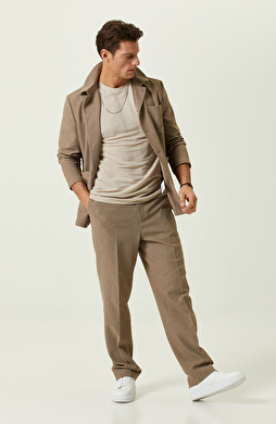 Vizon Jakarlı Bol Paça Pantolon