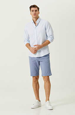 Buz Mavisi Duble Paça Şort