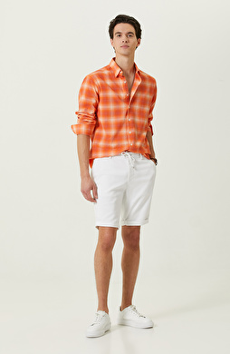 Beyaz Duble Paça Şort