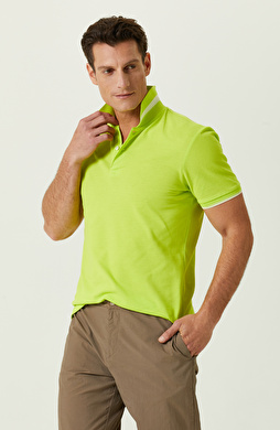 Neon Yeşil Polo Yaka Pamuklu T-Shirt Neon Yeşil Polo Yaka Pamuklu T-Shirt