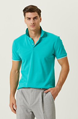 Mint Yeşili Polo Yaka Pamuklu T-Shirt