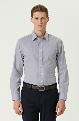 Lacivert-Beyaz Non-Iron Çizgili Gömlek Lacivert-Beyaz Non-Iron Çizgili Gömlek