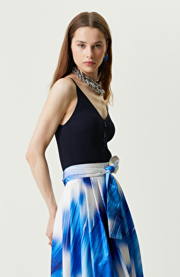 Lacivert V Yaka Askılı Kazak