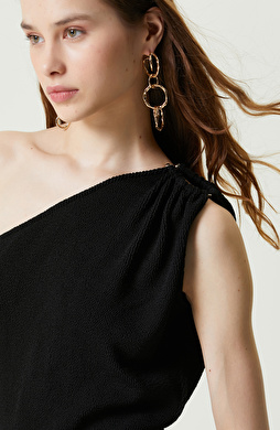 Siyah Kolsuz Tek Omuz Bluz