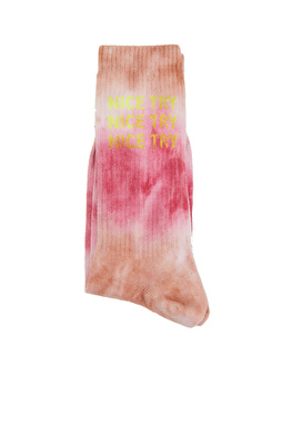 Sarı Pembe Batik Desenli Erkek Çorap