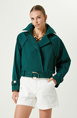 Yeşil Rengi Ceket Yaka Mont