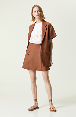 Kahverengi Mini Boy Dokuma Etek