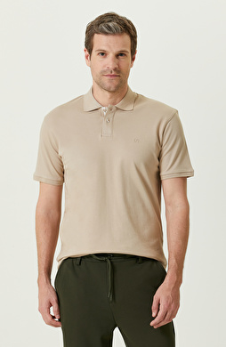 Bej Kısa Kollu Polo Yaka T-Shirt