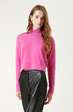 Pembe Dik Yaka Triko Kazak