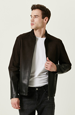 Kahverengi Süet Deri Mont