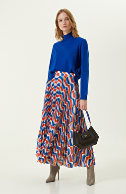 Beyaz Piliseli Uzun Etek