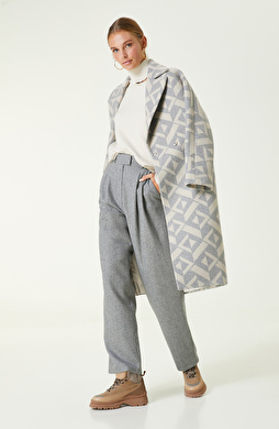 Gri Melanj Pilili Yün Pantolon