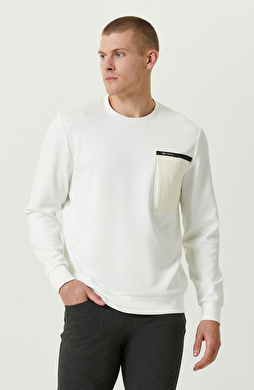 N-Tech Ekru Bisiklet Yaka Sweatshirt