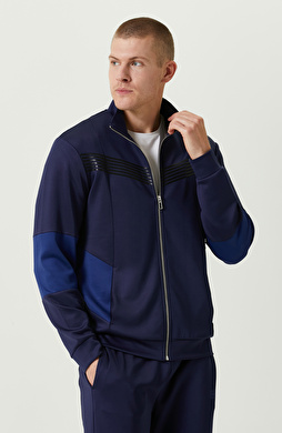 N-Tech Yan Cepli Lacivert Dik Yaka Sweatshirt N-Tech Yan Cepli Lacivert Dik Yaka Sweatshirt