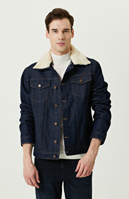 Yan Cepli Pamuklu Lacivert Denim Mont Yan Cepli Pamuklu Lacivert Denim Mont