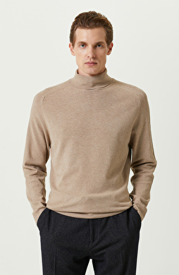 Bej Balıkçı Yaka Kazak