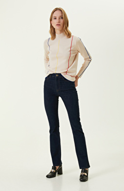 Indigo Mavi Yüksek Bel Pantolon