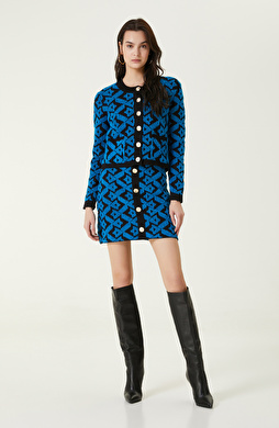 Siyah Mavi Triko Mini Etek Siyah Mavi Triko Mini Etek