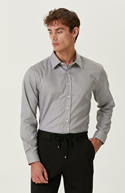 Non-Iron Pamuklu Siyah Armürlü Gömlek