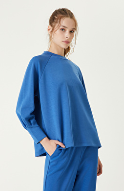 İndigo Bisiklet Yaka Sweatshirt