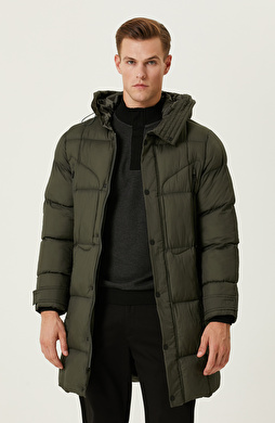 Haki Çıtçıtlı Casual Kaban