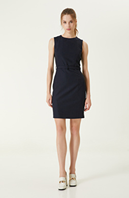 Lacivert Çizgili Elbise