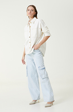 Açık İndigo Kargo Cepli Denim Pantolon Açık İndigo Kargo Cepli Denim Pantolon