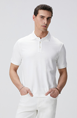 Kırık Beyaz Polo Yaka T-shirt