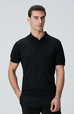 Siyah Polo Yaka Triko Kazak Siyah Polo Yaka Triko Kazak