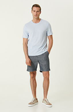 Lacivert Keten Şort