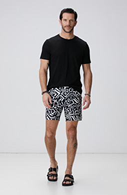 Siyah Beyaz Desenli Mayo