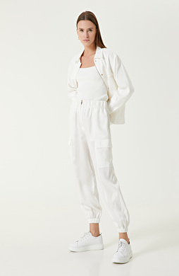 Beyaz Kargo Cepli Pantolon Beyaz Kargo Cepli Pantolon