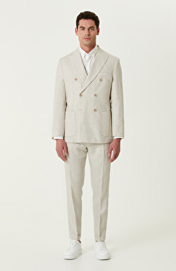 Limited Bej Keten Takım Elbise