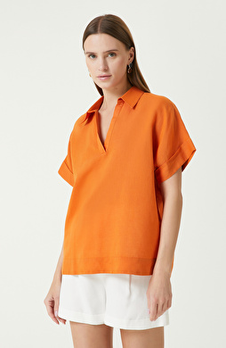 Turuncu Keten Mix Bluz