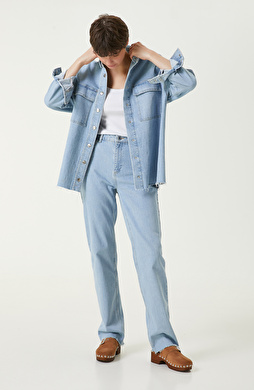Açık Indigo Mavi Denim Pantolon