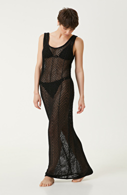 Siyah Desenli Plaj Elbisesi